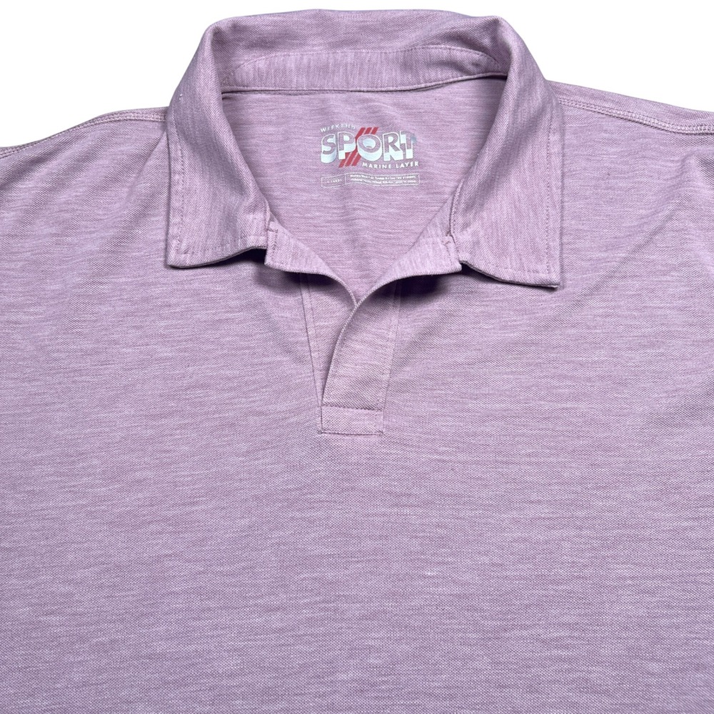 Marine Layer Polo Men XL Weekend Sport Purple Heathered Short Sleeve Performance
